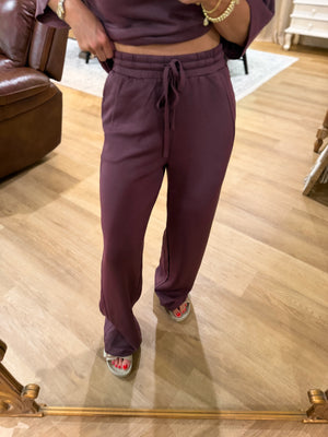 Callum Scuba Drawstring Pants - Plum