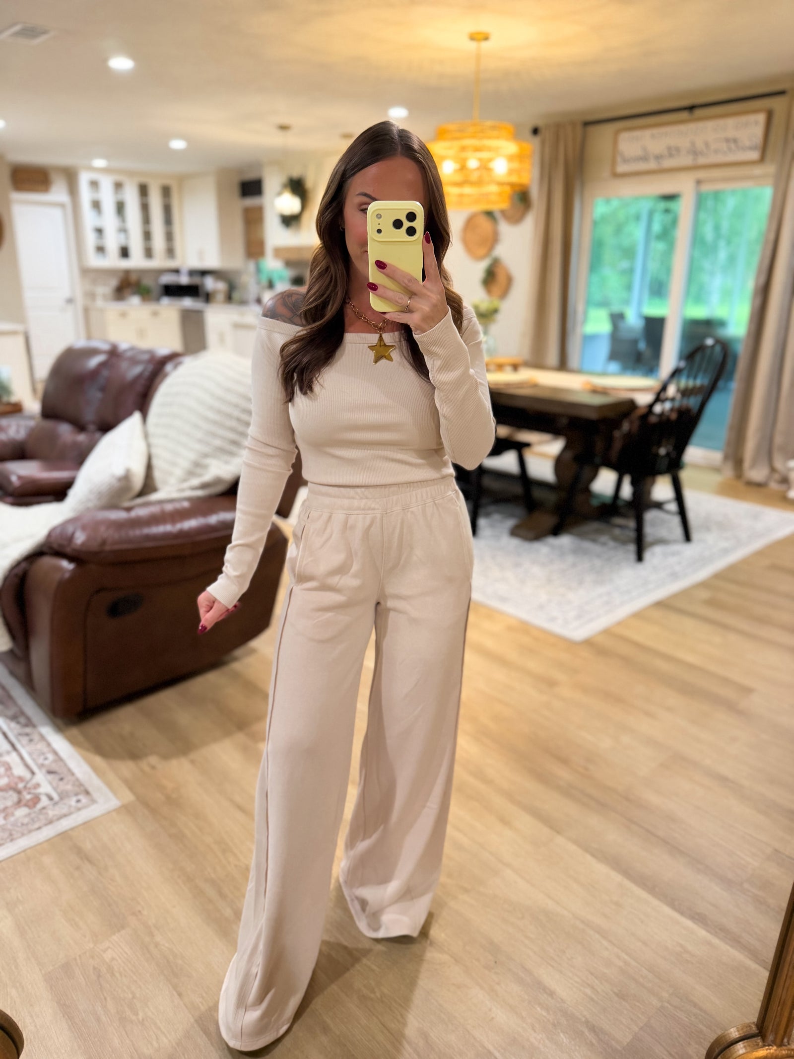 Skye Off Shoulder Ribbed Crop Top - Taupe