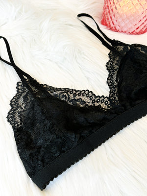 The Best of Me Lace Triangle Bralette - Black
