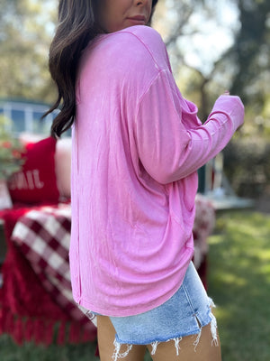 DOORBUSTER - Remi Ribbed Dolman Top - Mauve