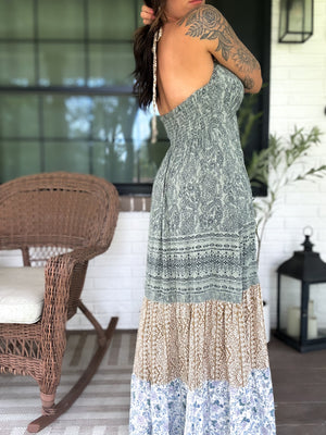 Willow Halter Patchwork Maxi Dress