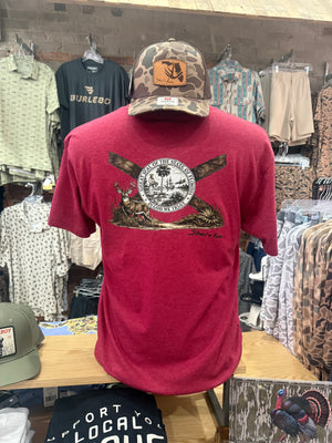 Shoot & Reel FL Flag/Deer Tee - Red