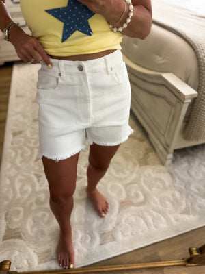 Chesney Comfort Stretch White Denim Shorts