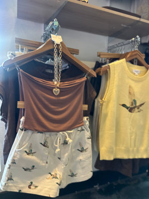 Nothing Compares Double Lined Strapless Top - Brown