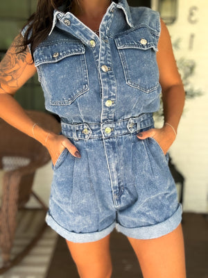 Danielle Washed Denim Romper