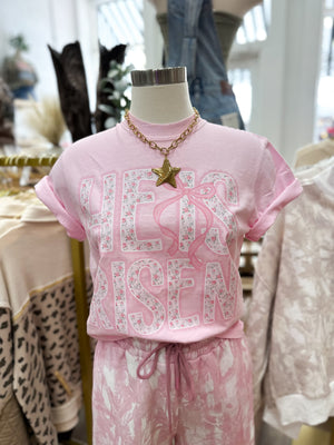 He is Risen Floral Bow Comfort Colors Tee