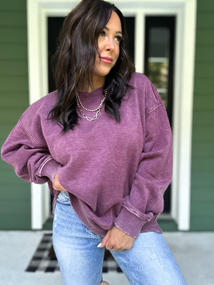 Lennon Acid Wash Oversized Fleece Pullover