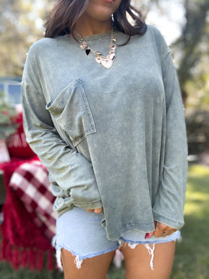 DOORBUSTER - Remi Ribbed Dolman Top - Ash Jade