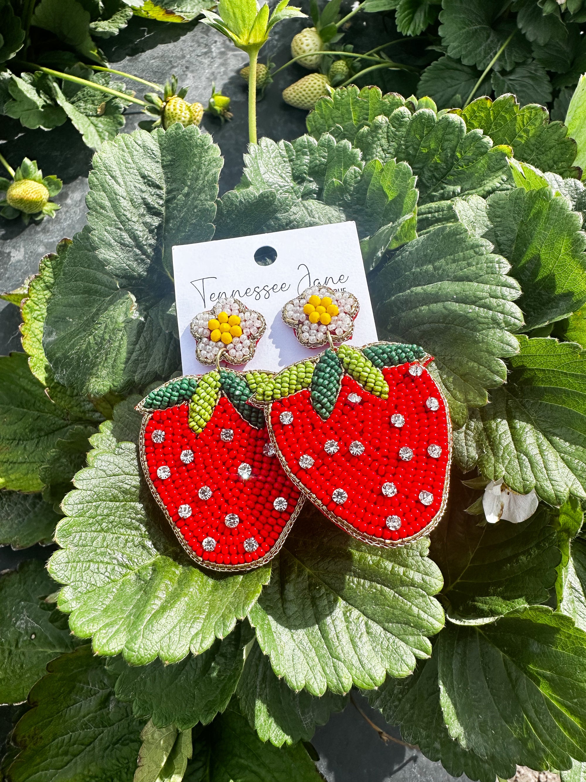 Strawberry Beaded Earrings