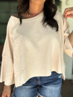 Mandi Mineral Washed Cropped Tee - Bone