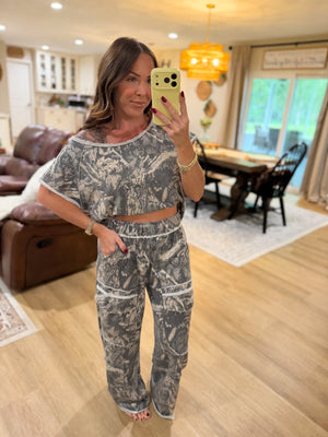 Addyson Mineral Washed Camo Off Shoulder Top