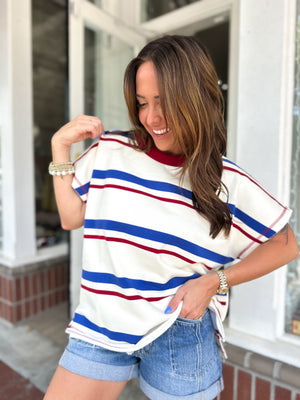 Georgia Multi Striped French Terry Pullover