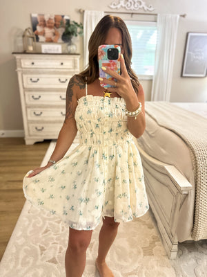 Sunset Skies Floral Strapless Dress