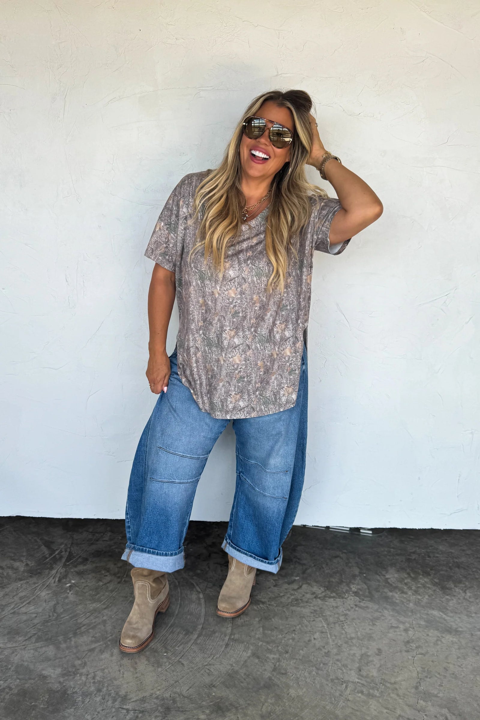 Joey Vneck Washed Cotton Boyfriend Tee