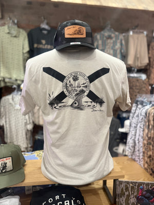 Shoot & Reel FL Flag/Red Tee - Sand