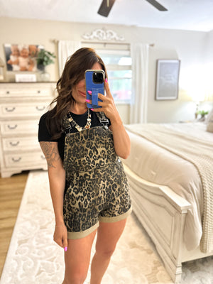 Presley Leopard Print Denim Overalls