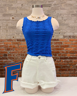 Dana Floral Edge Top - Royal
