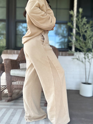Delaney Mineral Washed Wide Leg Pant - Camel
