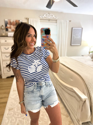 Suntan in The Sand Striped Top - Blue