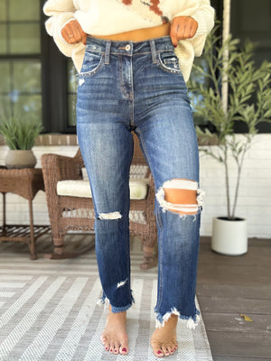 Amberlynn Dark Wash High Rise Straight Leg Jeans