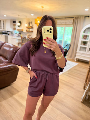 Callum Scuba Oversized Top - Plum