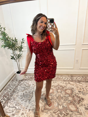 Champagne Problems Sequin Mini Dress - Red