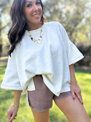 DOORBUSTER - Karli Side Slit Top - Vanilla