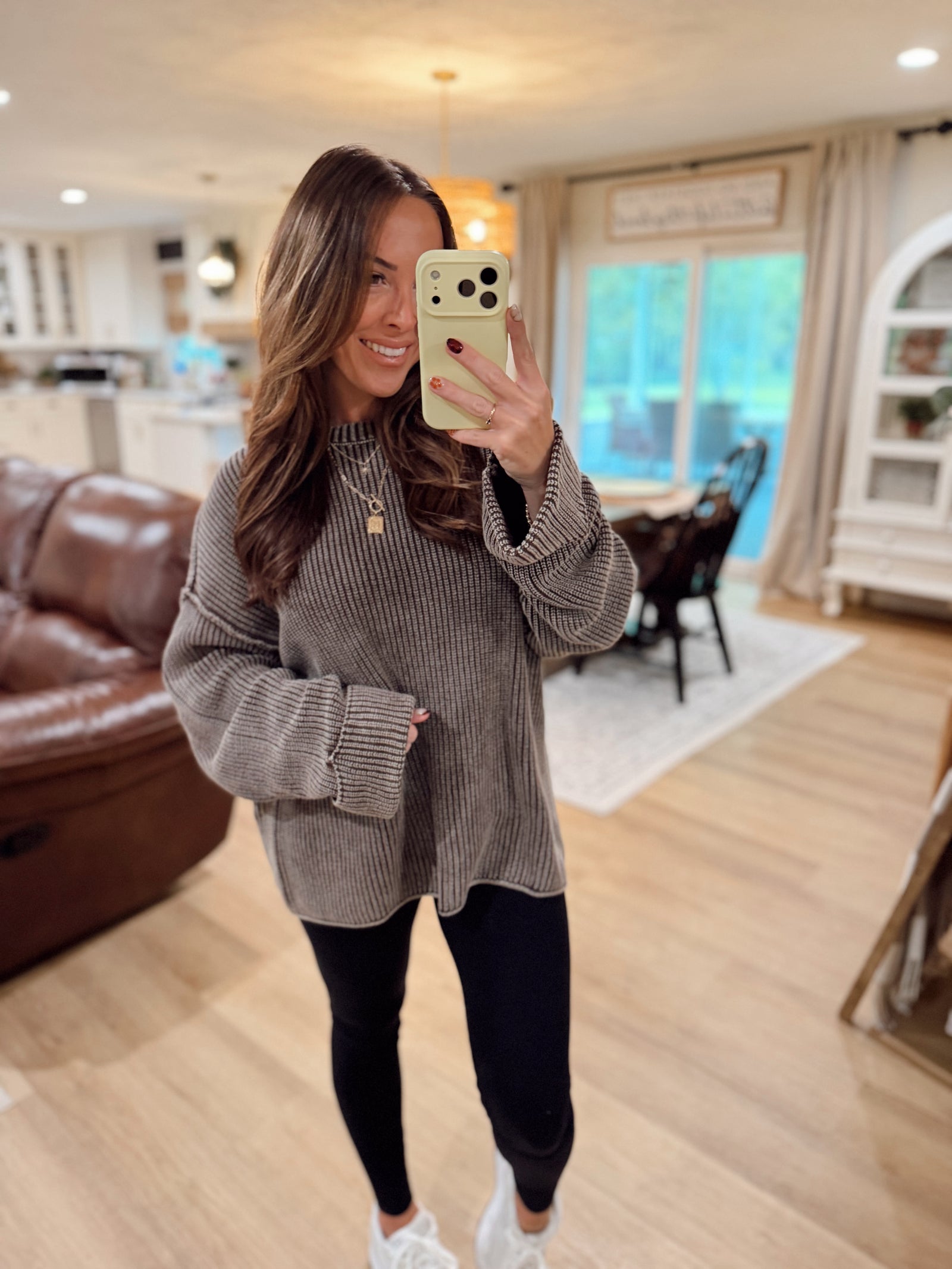 Wendy Washed Ribbed Folded Cuff Knit Sweater