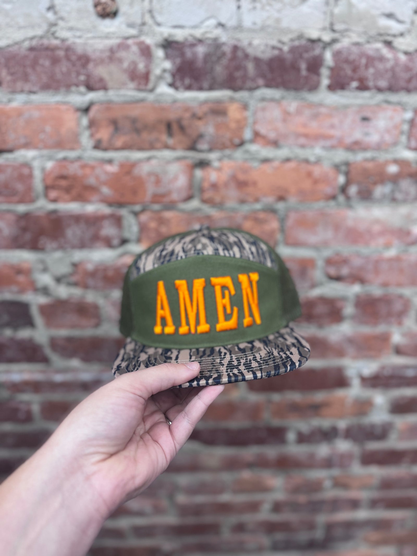 Amen Trucker Hat - Orange/Bottomland