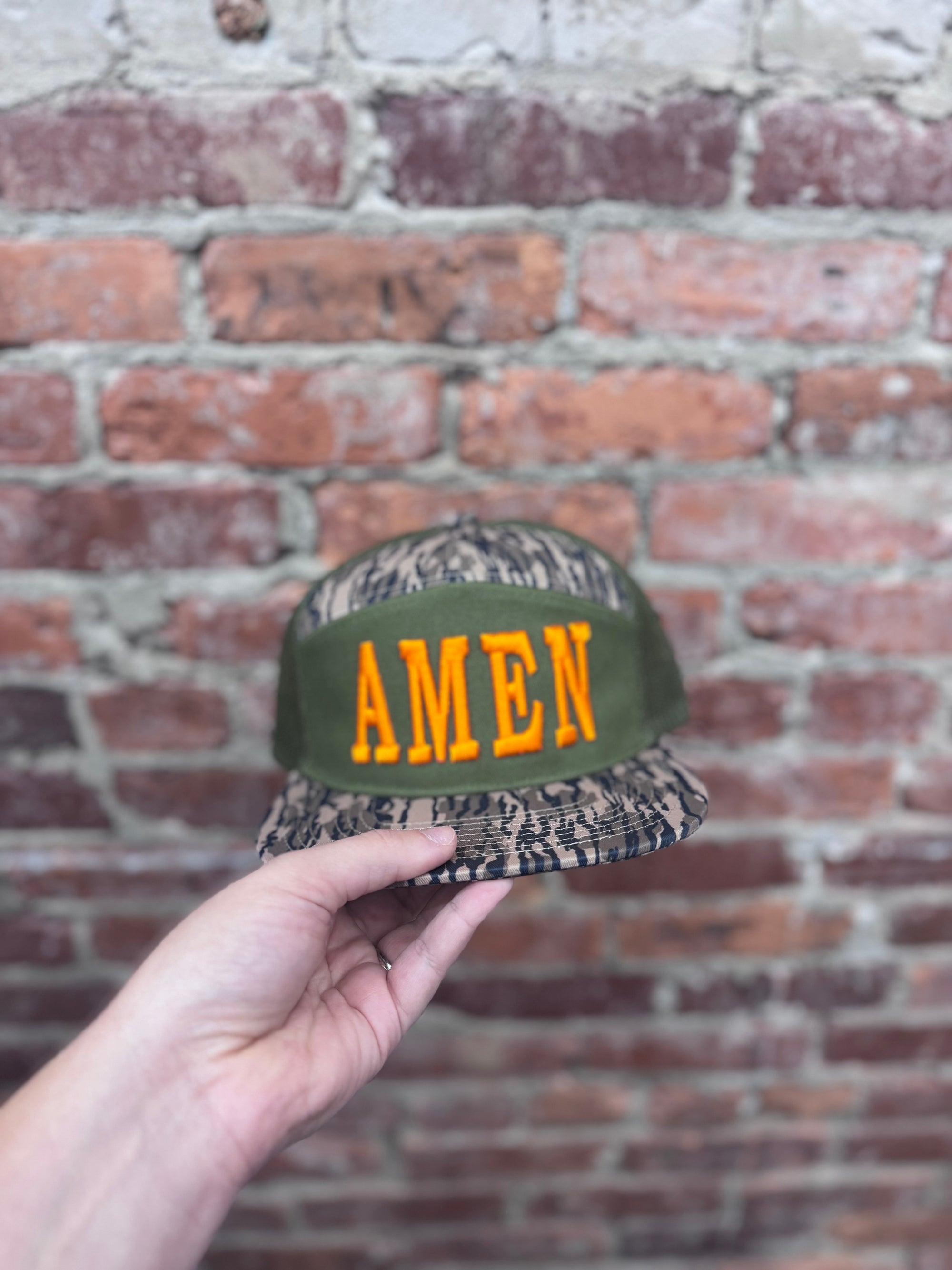 Amen Trucker Hat - Orange/Bottomland