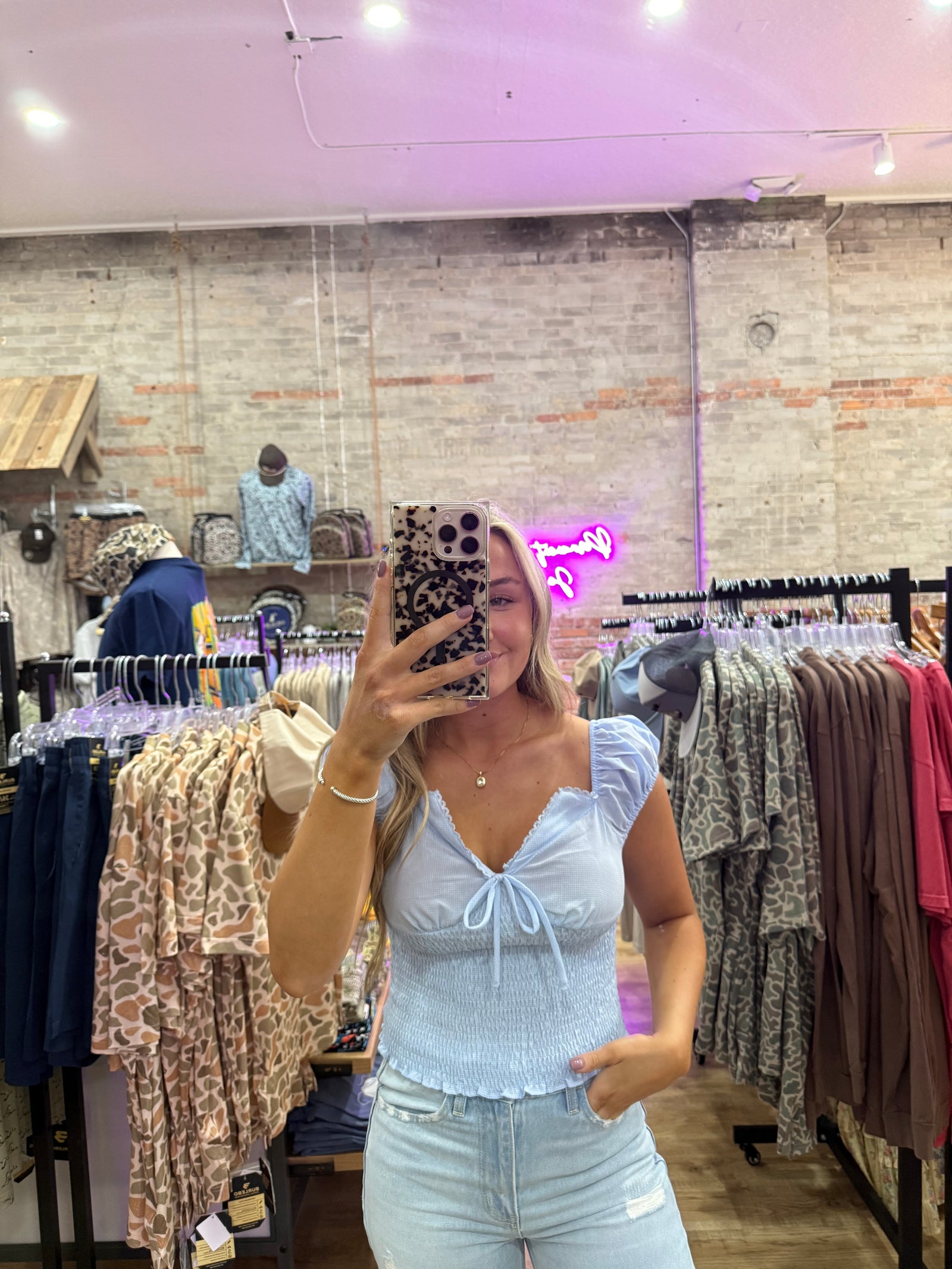 Beck Gingham Puff Sleeve Top