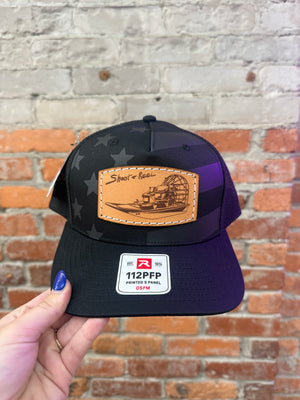 Shoot & Reel Black Airboat Patch Hat