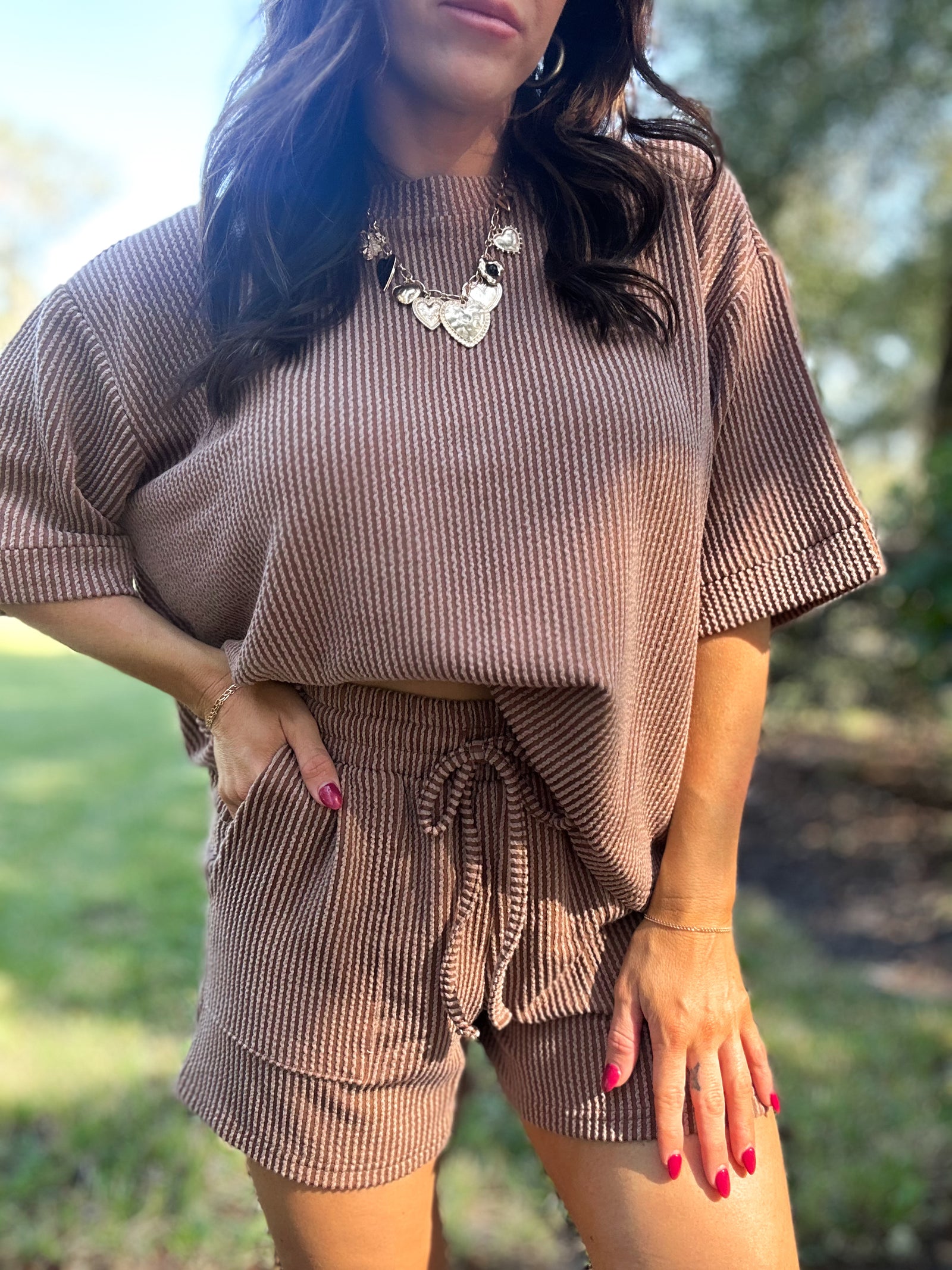 DOORBUSTER - Ali Ribbed Shorts - Brown