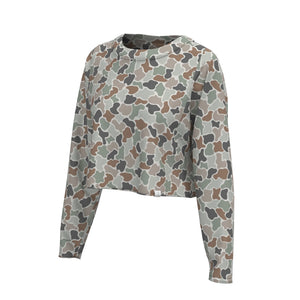 Local Girl Boxy Crop Long Sleeve Tee - Forest Camo Flora