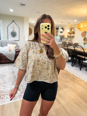 Local Girl Boxy Crop Tee - Forest Desert Camo