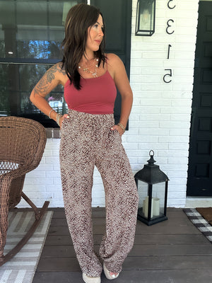 Feelin' Fancy Leopard Print Wide Leg Pants