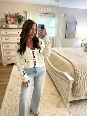Emmylou Mallard Open Knit Cardigan