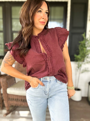 Katie Marie Ruffle Trim Blouse