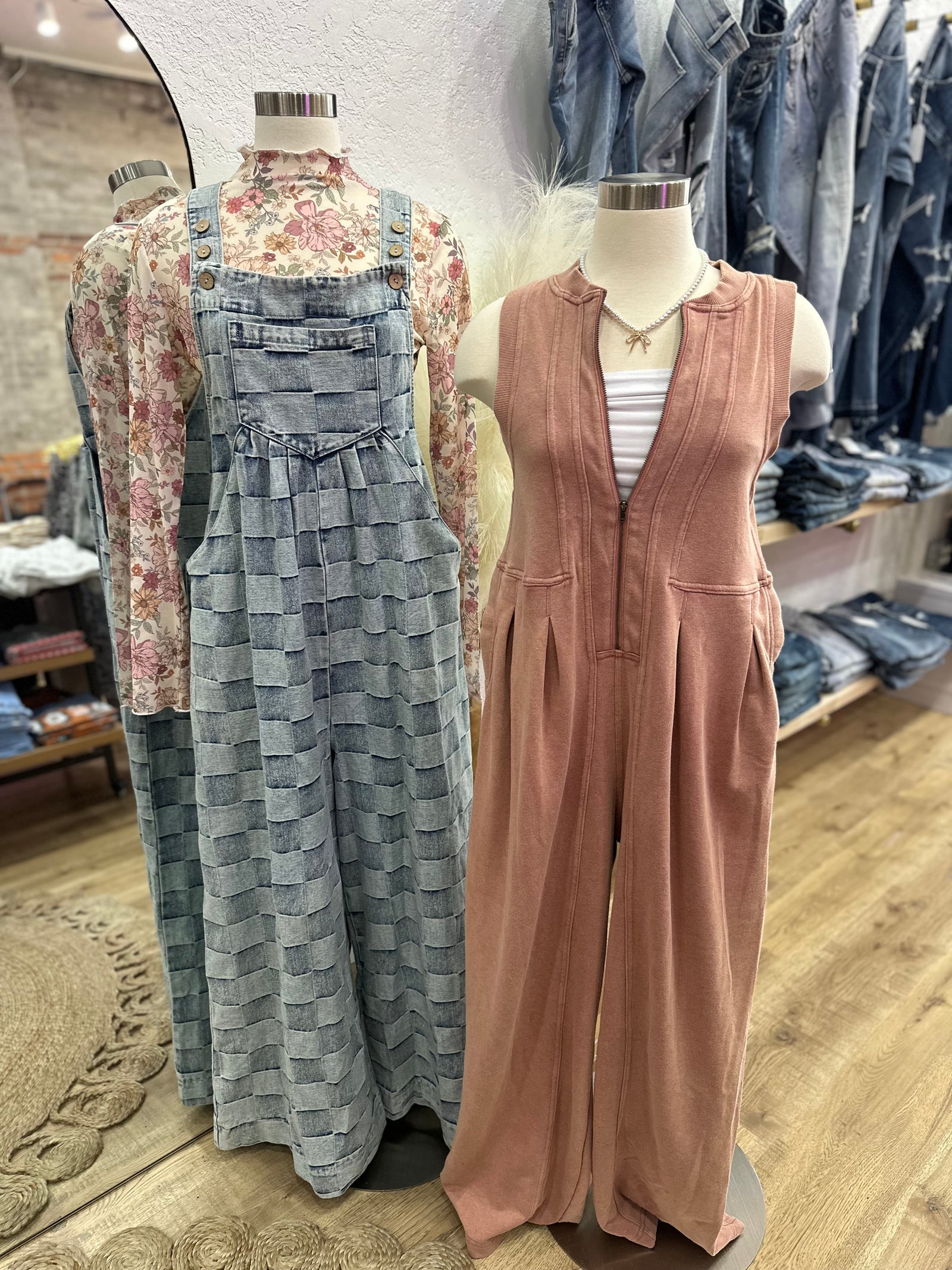 Indy Denim Checkered Overalls