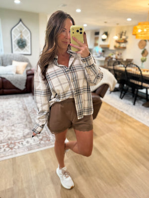 Willow Lace Trimmed Lounge Shorts - Brown