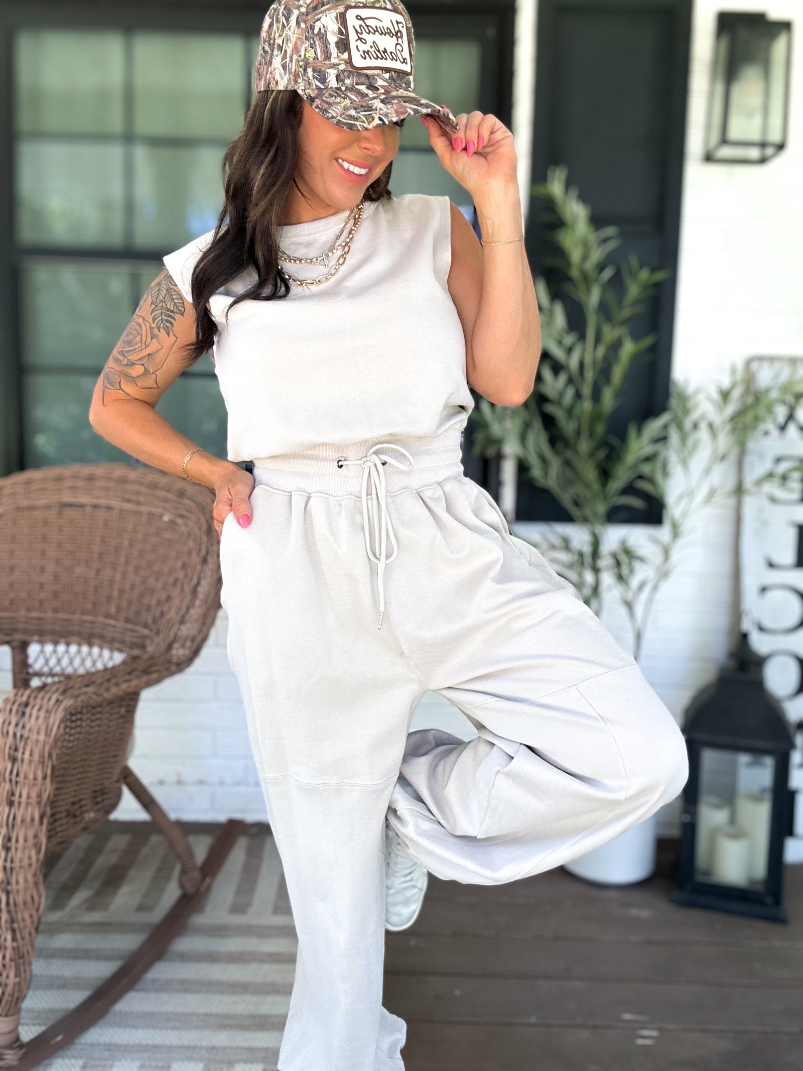 Scottie Sleeveless Active Jumpsuit - Ivory