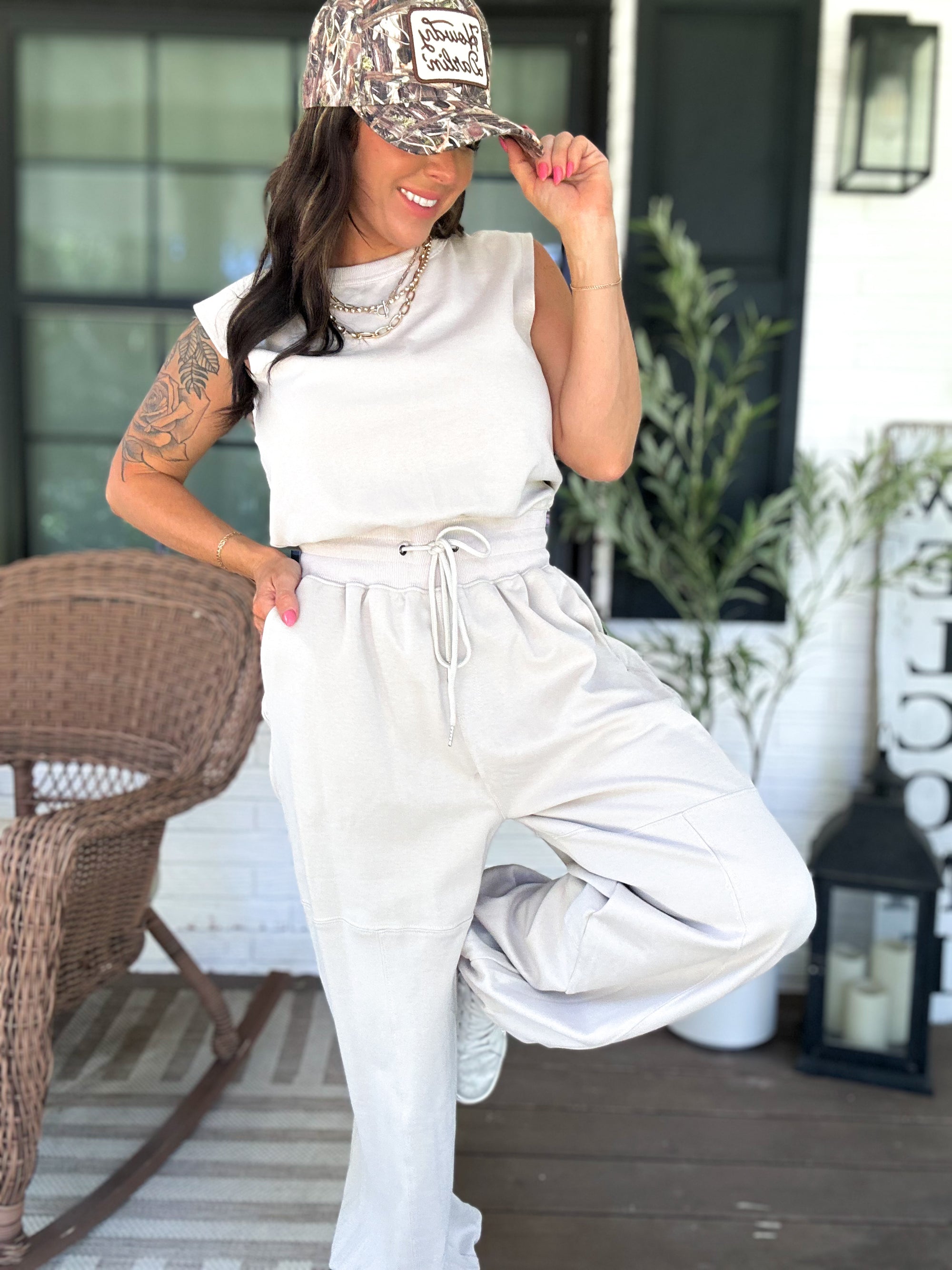 Scottie Sleeveless Active Jumpsuit - Ivory