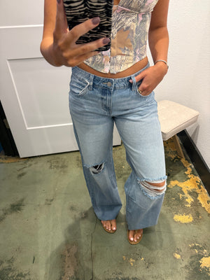 Anna Low Rise Wide Leg Denim Jeans