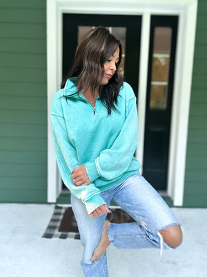 Hollis Acid Wash Fleece Half Zip Pullover