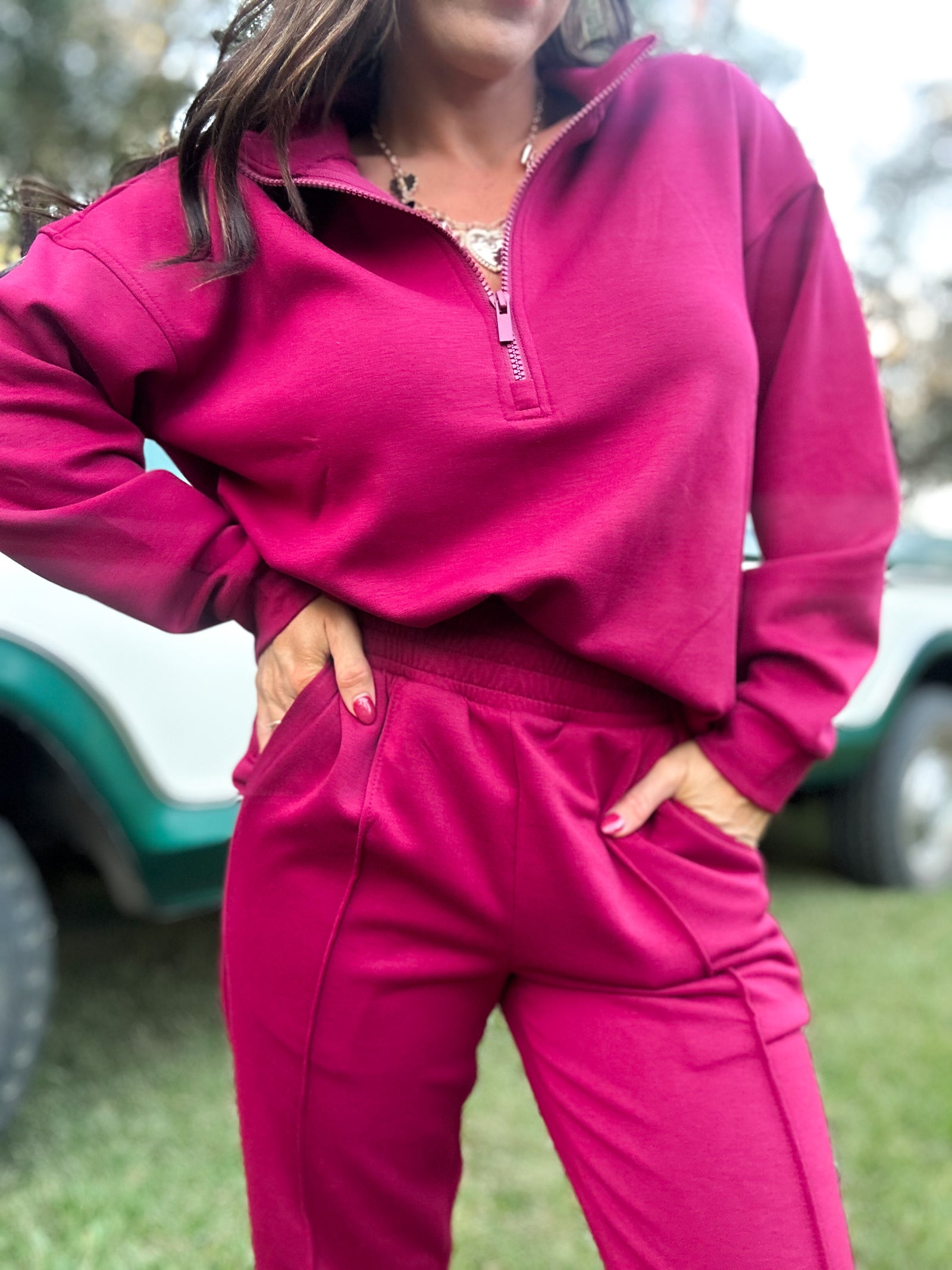 DOORBUSTER - Britt Half Zip Pullover - Cabernet