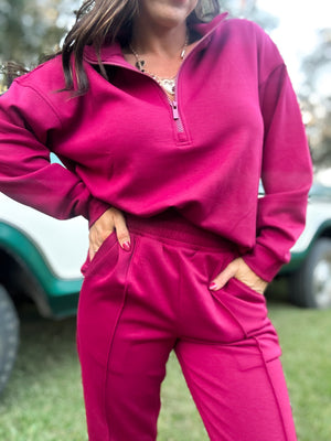 DOORBUSTER - Britt Half Zip Pullover - Cabernet