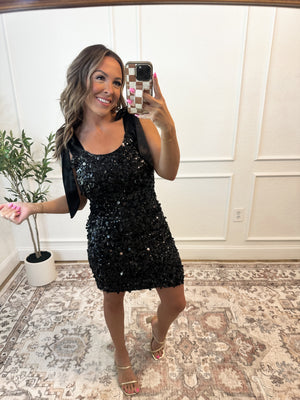Champagne Problems Sequin Mini Dress - Black