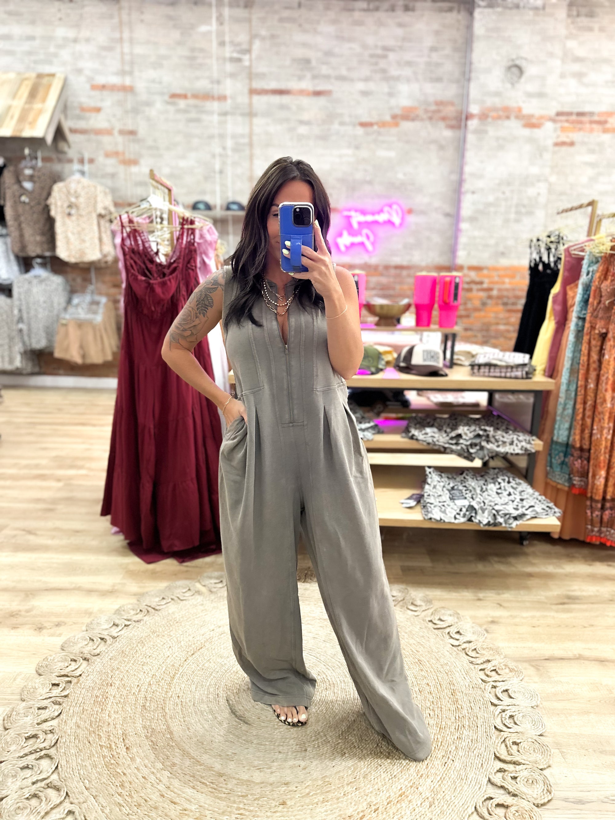 Veronica Mineral Washed Jumpsuit - Ash