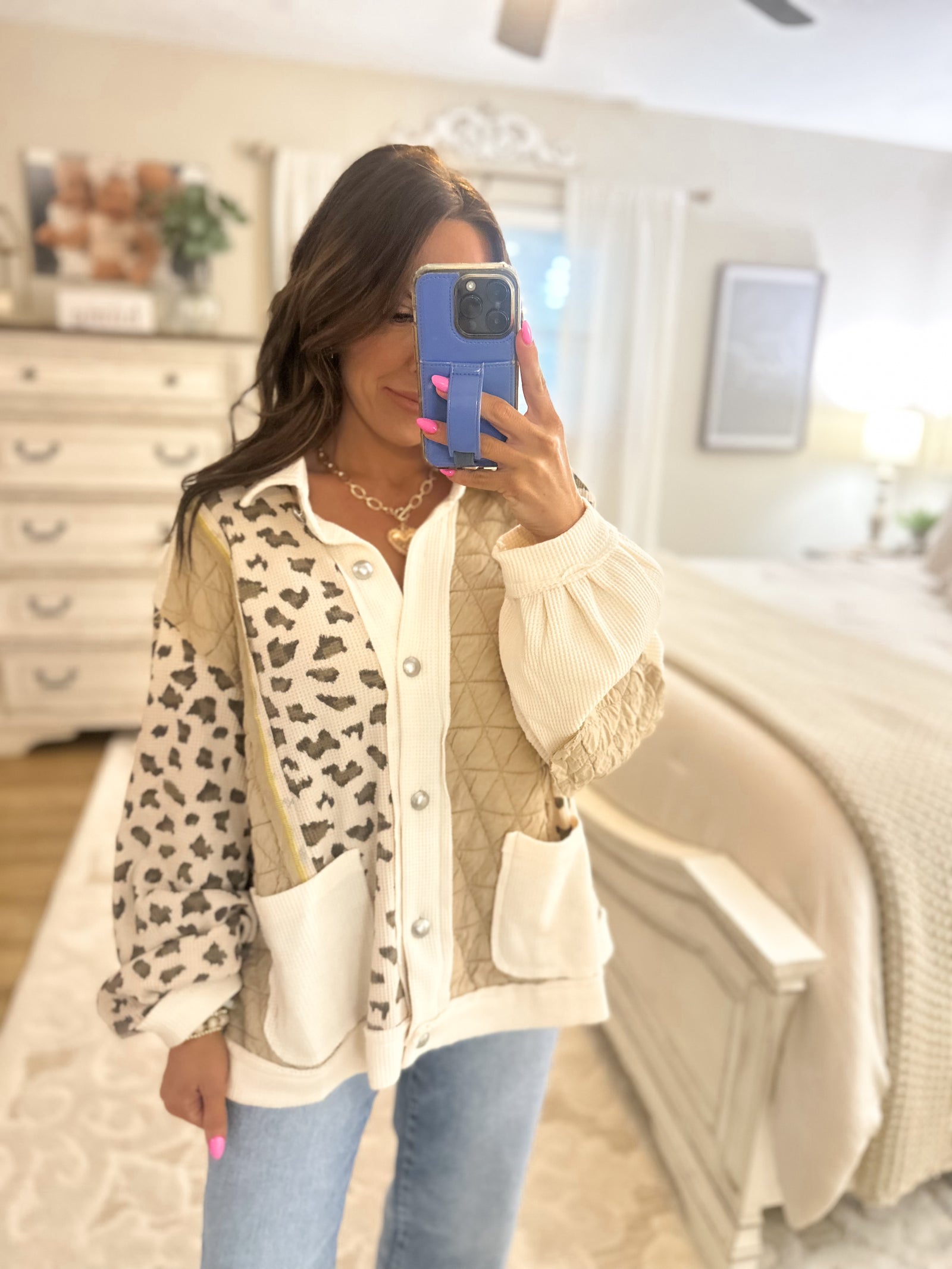 Skylar Floral Leopard Quilted Jacket