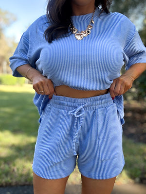 DOORBUSTER - Ali Ribbed Tee - Blue